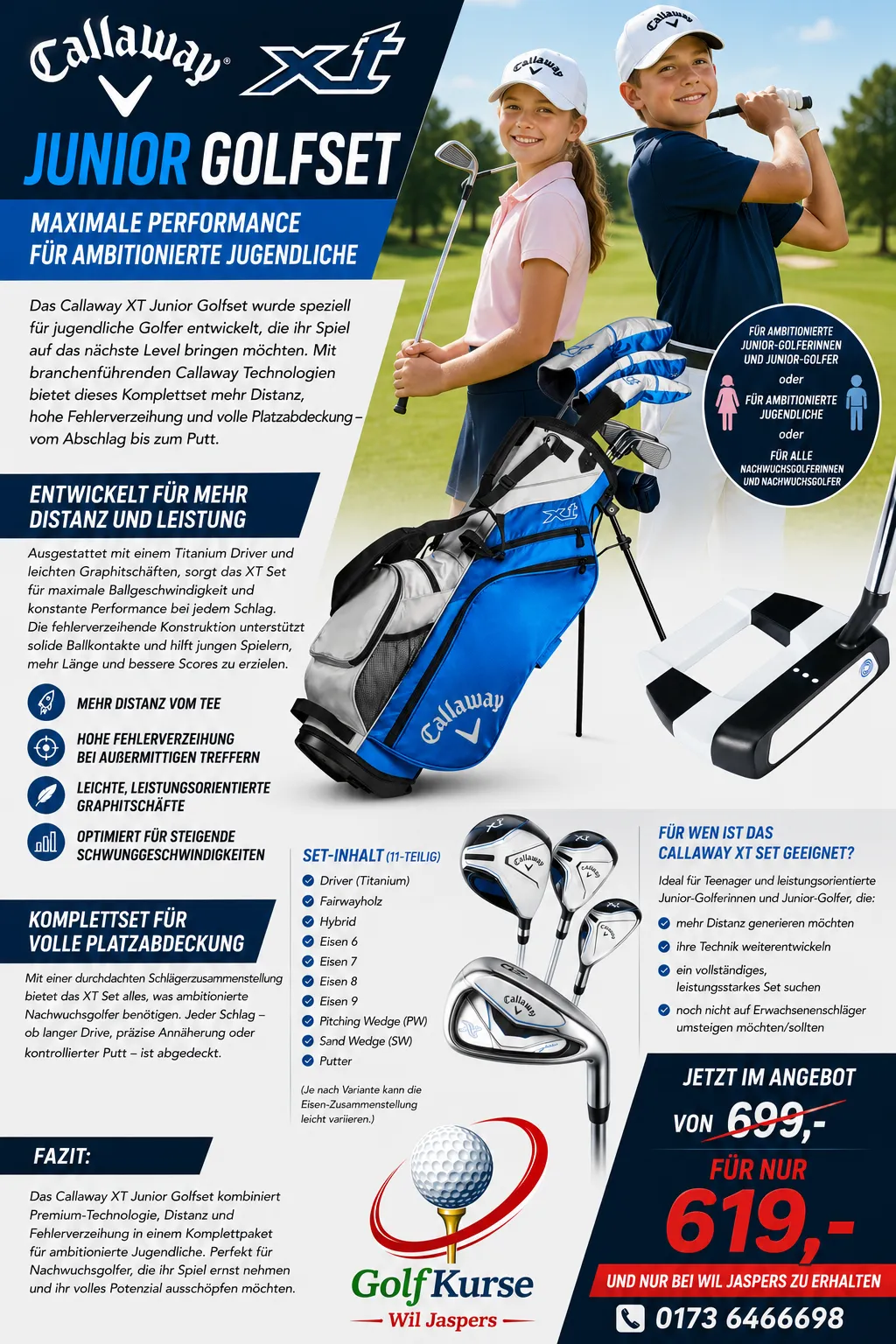 Angebotsflyer Callaway XT Junior-Golfset für ambitionierte Jugendliche: 619 € statt 699 €
